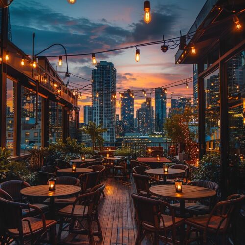 Rooftop with evening lighting